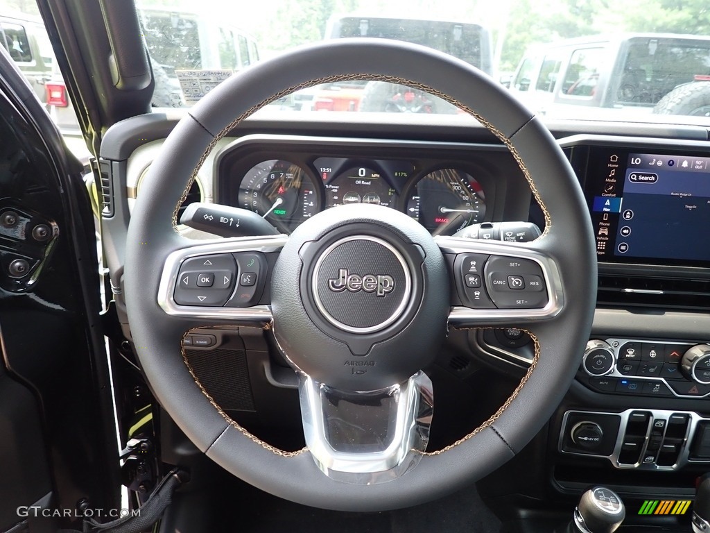 2024 Jeep Wrangler 4-Door Sahara 4xe Hybrid Black Steering Wheel Photo #146338026