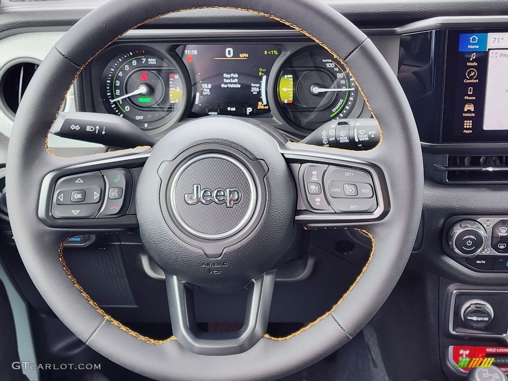 2024 Jeep Wrangler 4-Door Willys 4xe Hybrid Black Steering Wheel Photo #146341669