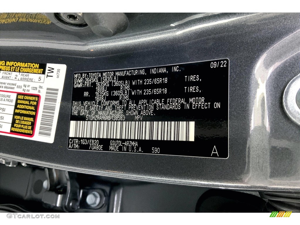 2022 Highlander XLE - Magnetic Gray Metallic / Black photo #33