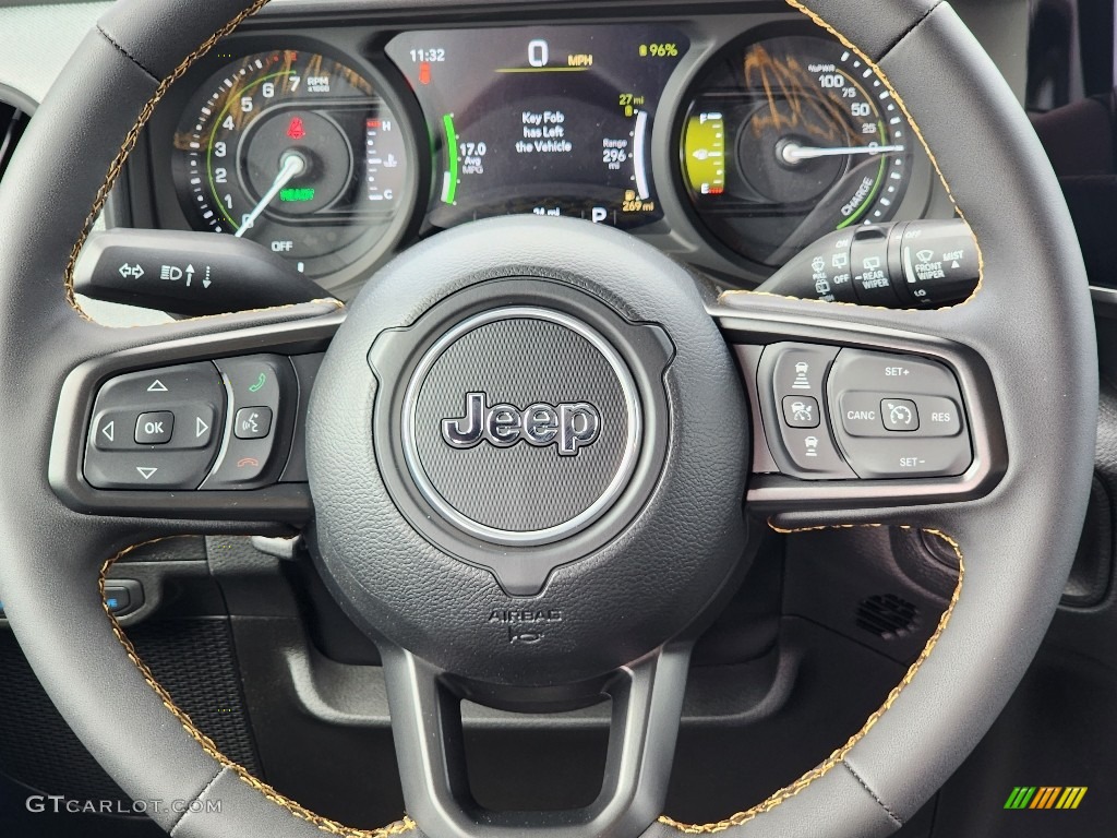 2024 Jeep Wrangler 4-Door Willys 4xe Hybrid Black Steering Wheel Photo #146343616