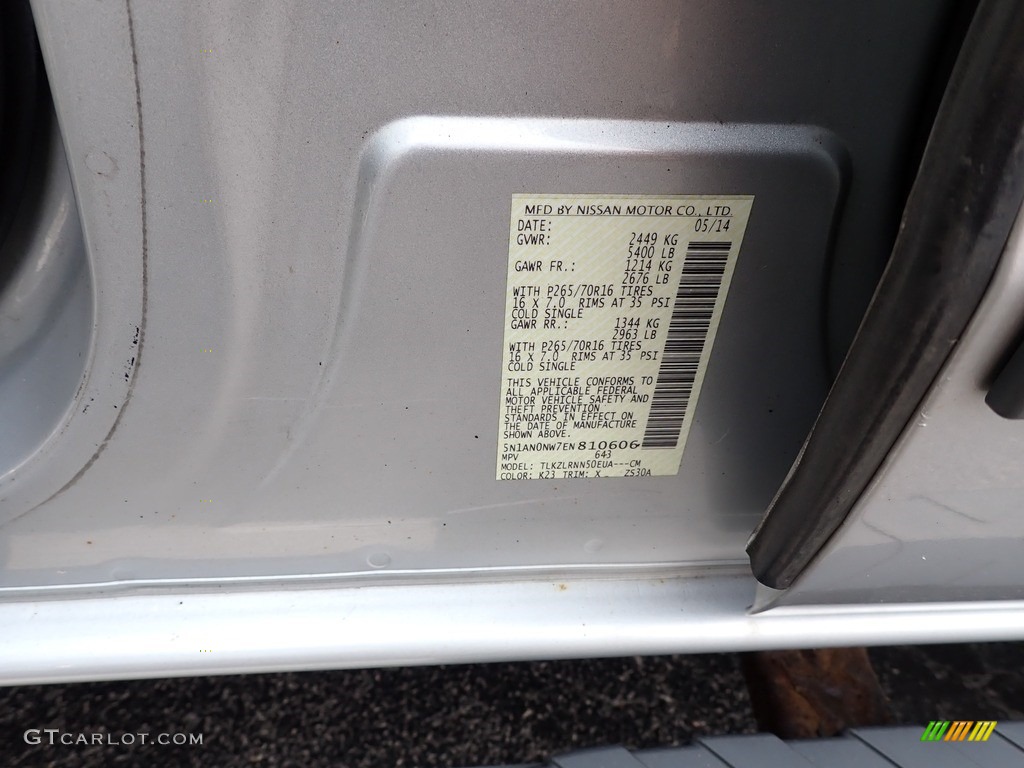 2014 Nissan Xterra S 4x4 Color Code Photos