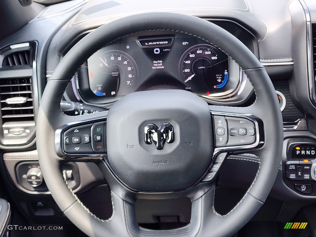 2023 Ram 1500 Limited Crew Cab 4x4 Black Steering Wheel Photo #146347270