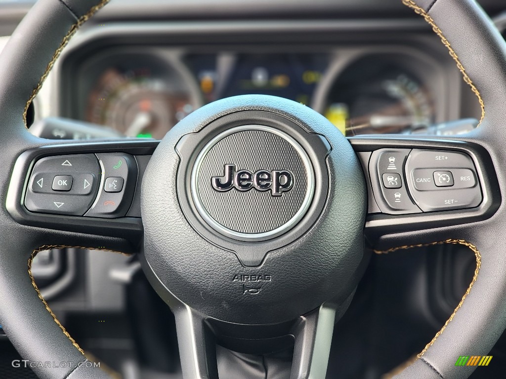 2024 Jeep Wrangler 4-Door Willys 4xe Hybrid Black Steering Wheel Photo #146350567