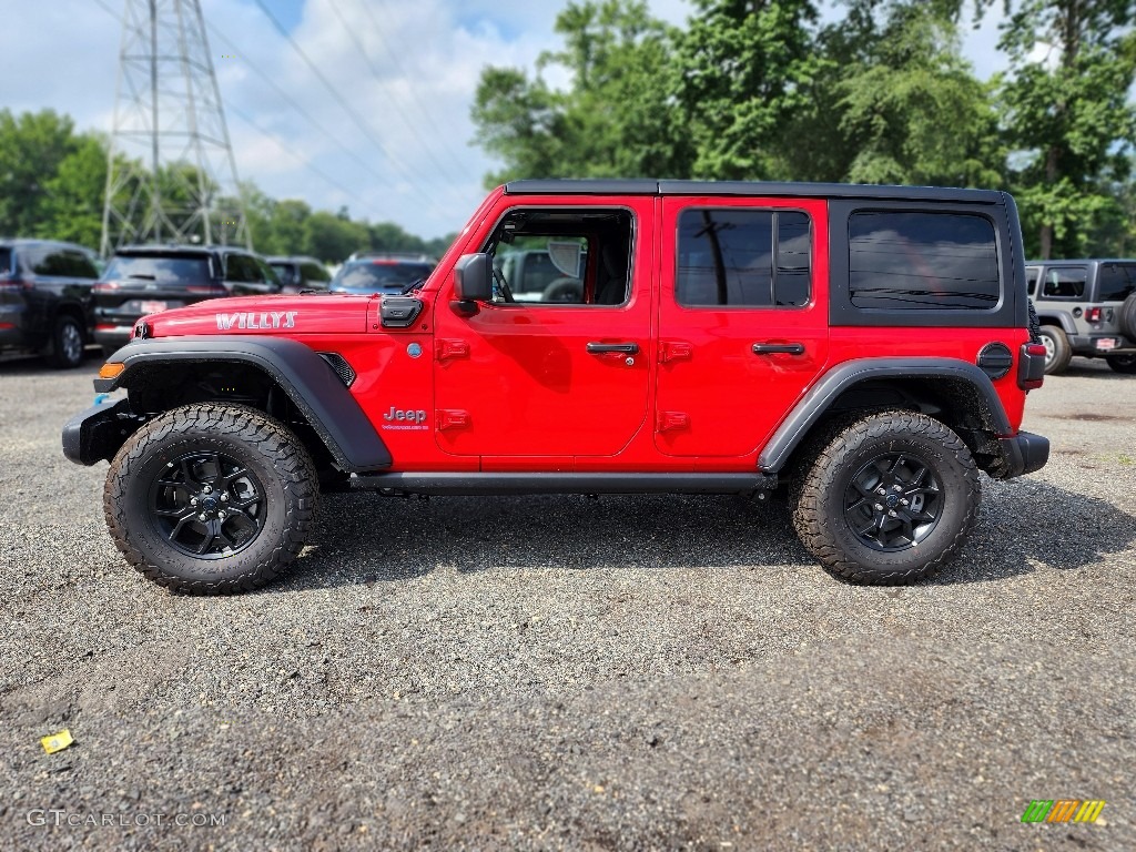 Firecracker Red 2024 Jeep Wrangler 4-Door Willys 4xe Hybrid Exterior Photo #146350729