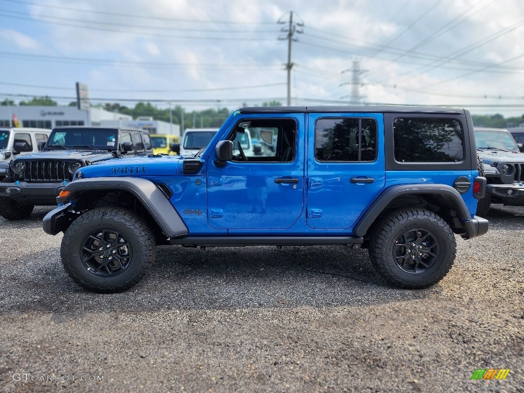Hydro Blue Pearl 2024 Jeep Wrangler 4-Door Willys 4xe Hybrid Exterior Photo #146351101