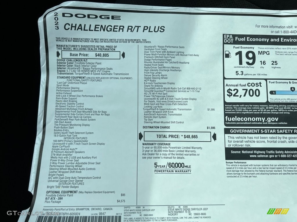 2023 Challenger R/T Plus - Frostbite / Black photo #26