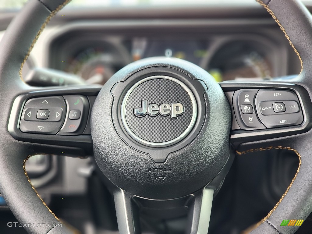 2024 Jeep Wrangler 4-Door Willys 4xe Hybrid Black Steering Wheel Photo #146351281