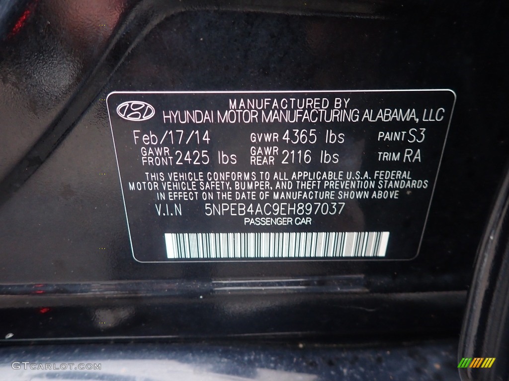 2014 Sonata GLS - Phantom Black Metallic / Gray photo #38