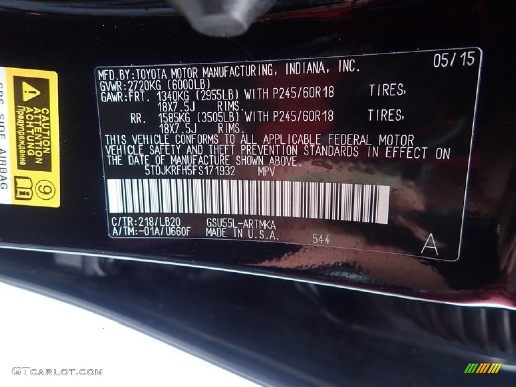 2015 Highlander XLE AWD - Attitude Black Metallic / Black photo #42