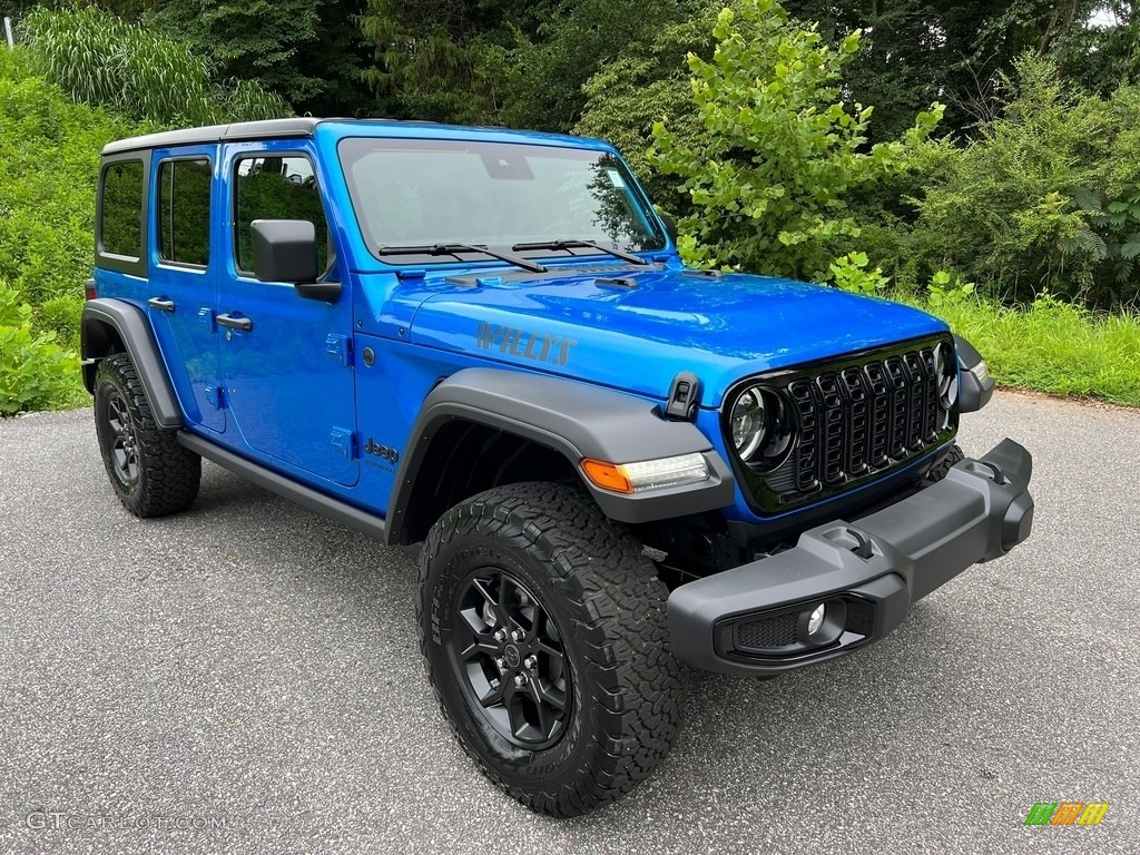Hydro Blue Pearl 2024 Jeep Wrangler 4-Door Willys 4x4 Exterior Photo #146356144