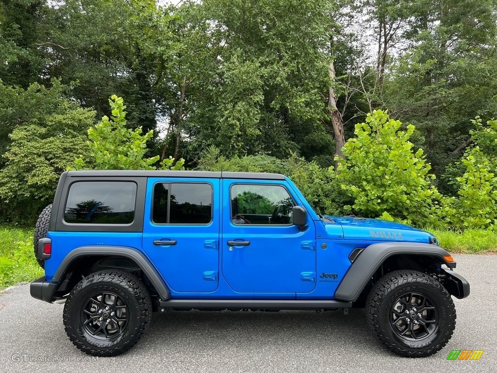 Hydro Blue Pearl 2024 Jeep Wrangler 4-Door Willys 4x4 Exterior Photo #146356173