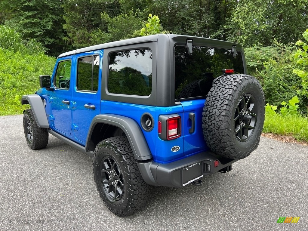 Hydro Blue Pearl 2024 Jeep Wrangler 4-Door Willys 4x4 Exterior Photo #146356258