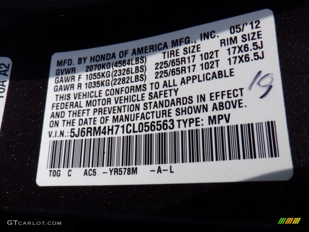 2012 CR-V EX-L 4WD - Urban Titanium Metallic / Black photo #27