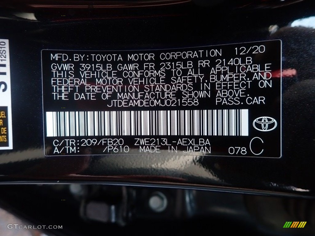 2021 Corolla Hybrid LE - Black Sand Pearl / Black photo #39