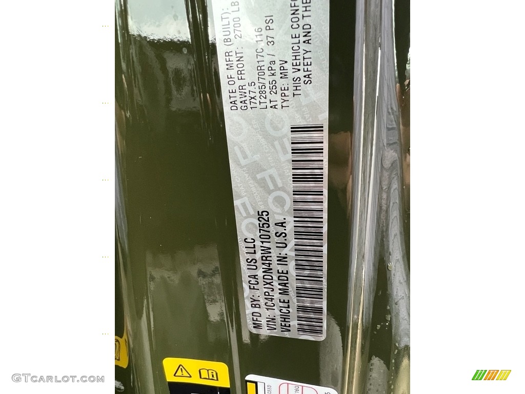 2024 Wrangler 4-Door Willys 4x4 - Sarge Green / Black photo #28