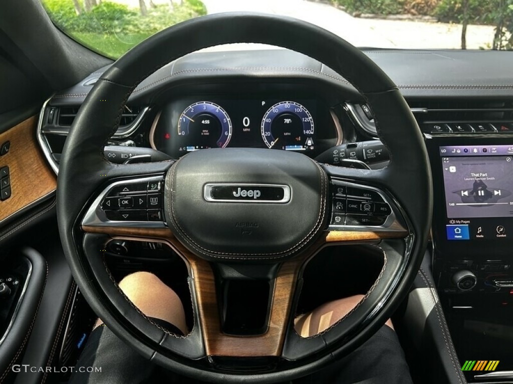 2022 Jeep Grand Cherokee L Summit Reserve 4x4 Global Black Steering Wheel Photo #146365019