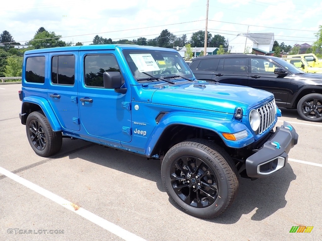 Hydro Blue Pearl 2024 Jeep Wrangler 4-Door Sahara 4xe Hybrid Exterior Photo #146366914
