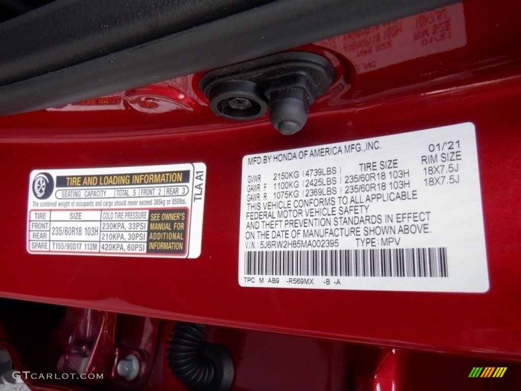 2021 CR-V Color Code R569MX for Radiant Red Metallic Photo #146370901