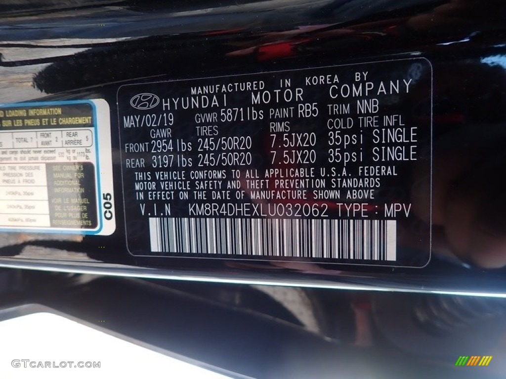 2020 Hyundai Palisade SEL AWD Color Code Photos