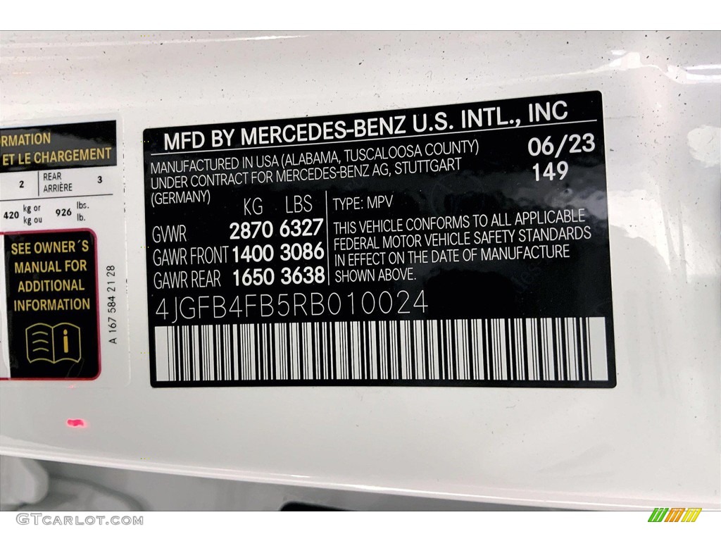 2024 GLE Color Code 149 for Polar White Photo #146372453