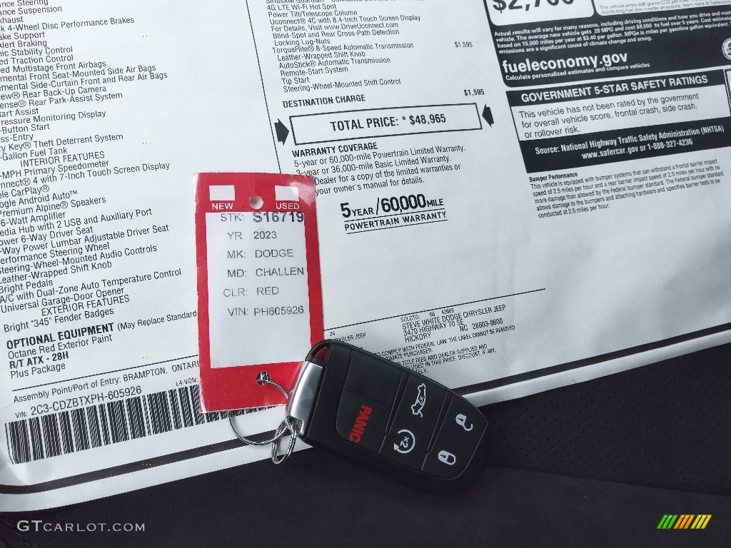 2023 Challenger R/T Plus - Octane Red Pearl / Black photo #17