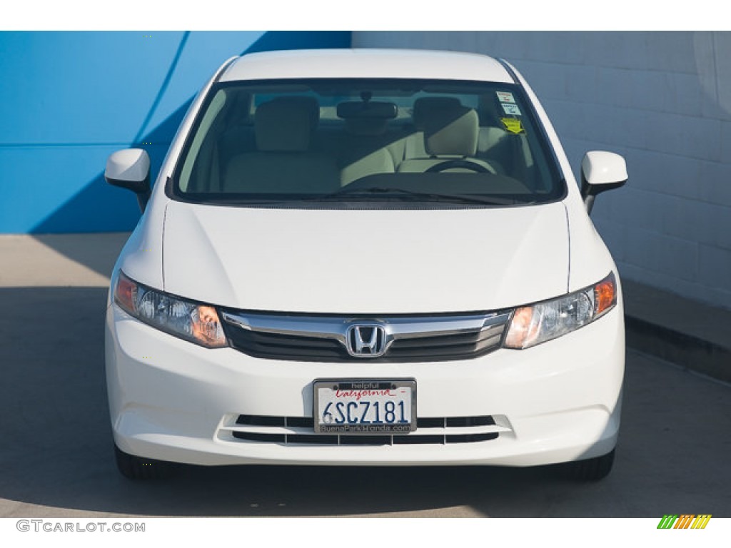 2012 Civic LX Sedan - Taffeta White / Beige photo #7