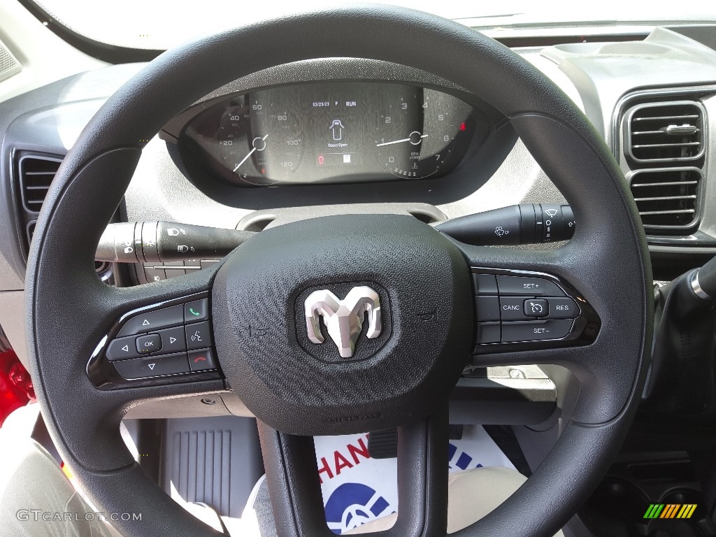 2023 Ram ProMaster 1500 High Roof Cargo Van Black Steering Wheel Photo #146377141