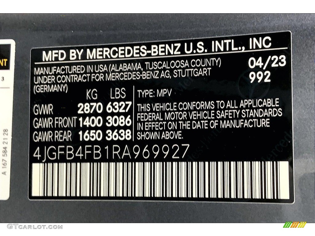 2024 GLE Color Code 992 for Selenite Gray Metallic Photo #146379755
