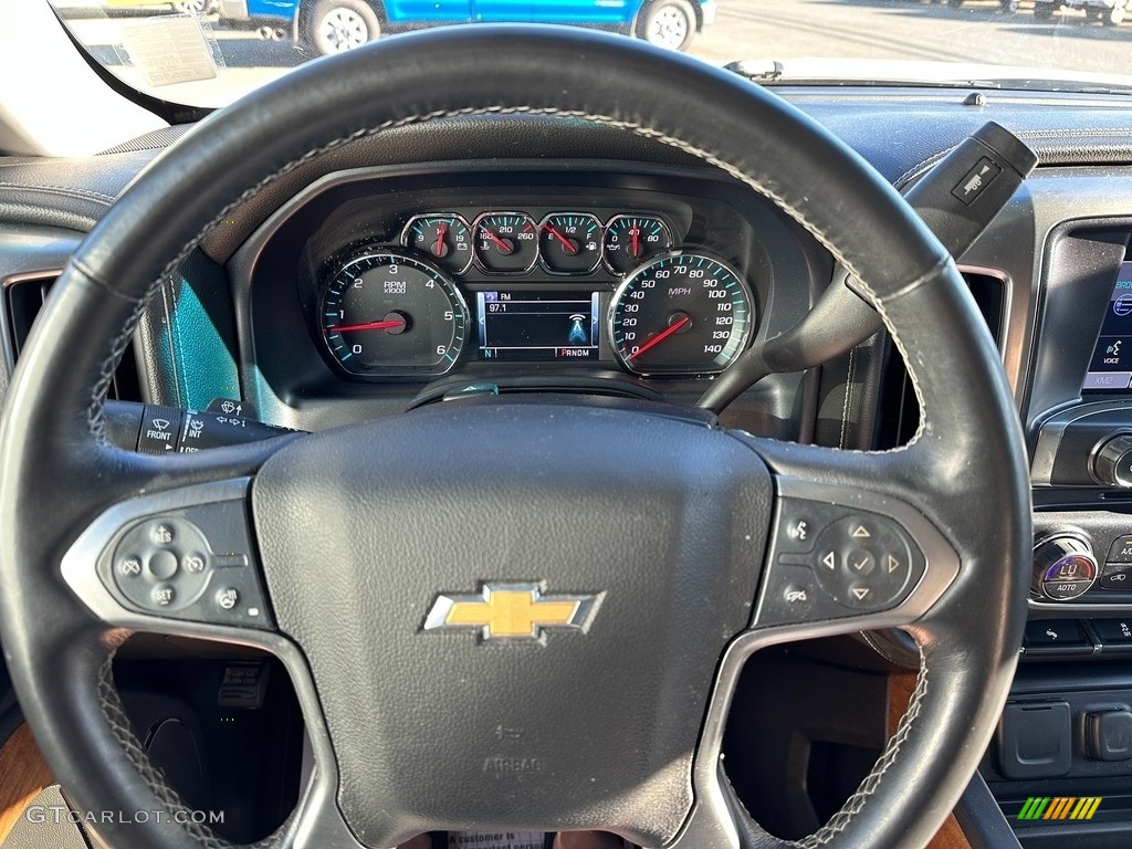 2015 Chevrolet Silverado 1500 LTZ Crew Cab 4x4 Jet Black Steering Wheel Photo #146383323