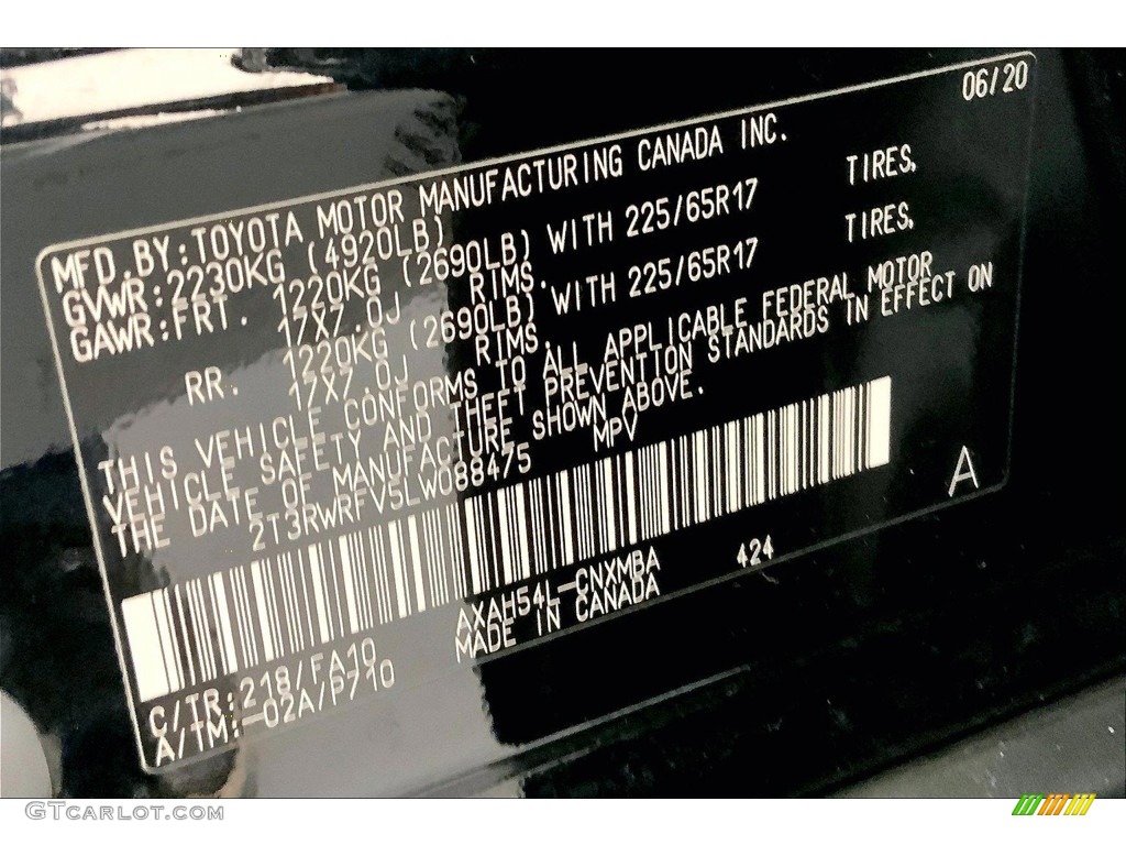 2020 Toyota RAV4 XLE AWD Hybrid Color Code Photos