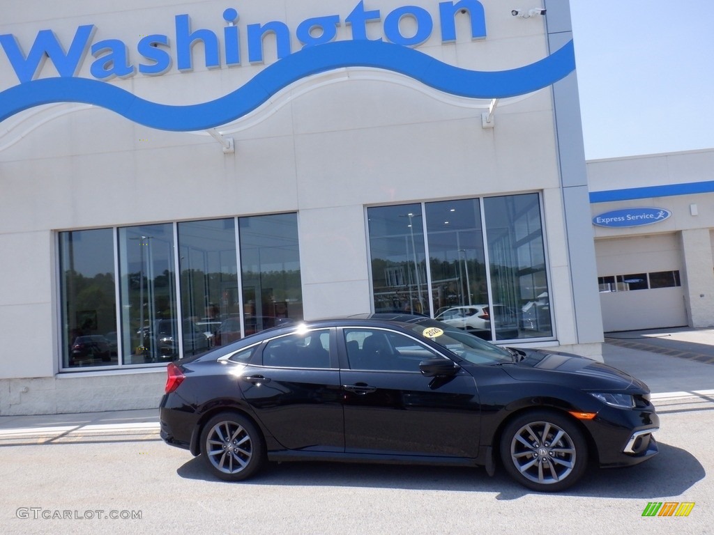 2020 Civic EX Sedan - Crystal Black Pearl / Black photo #1