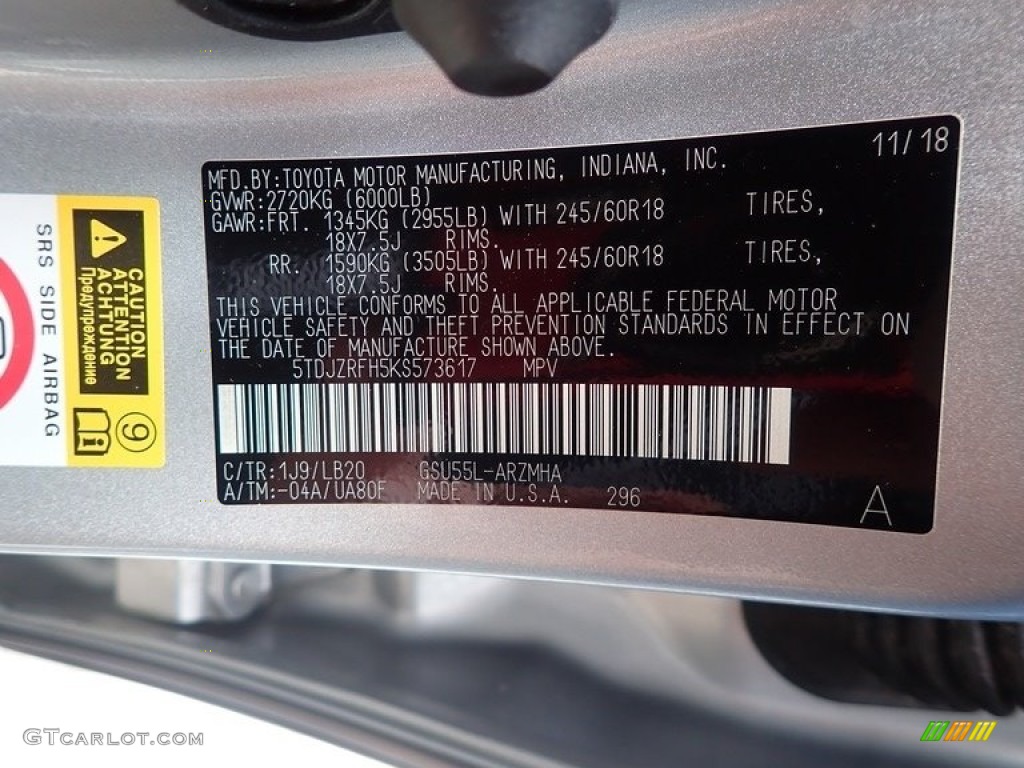 2019 Highlander XLE AWD - Celestial Silver Metallic / Black photo #2