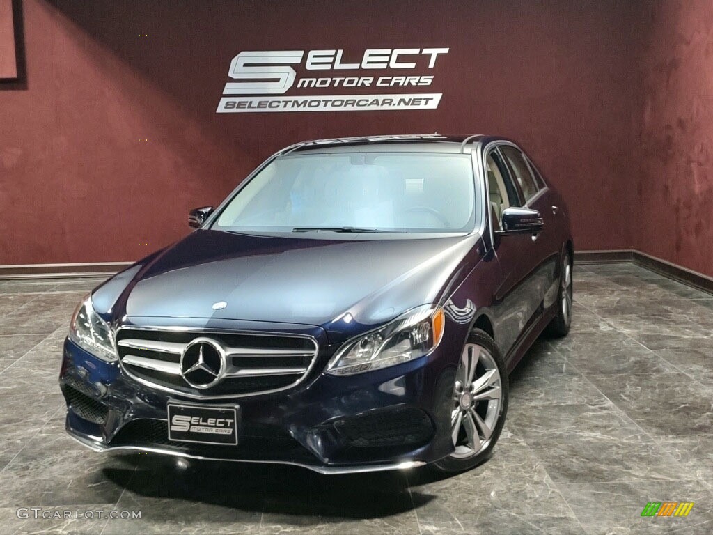 2014 E 350 4Matic Sport Sedan - Lunar Blue Metallic / Silk Beige/Espresso Brown photo #1