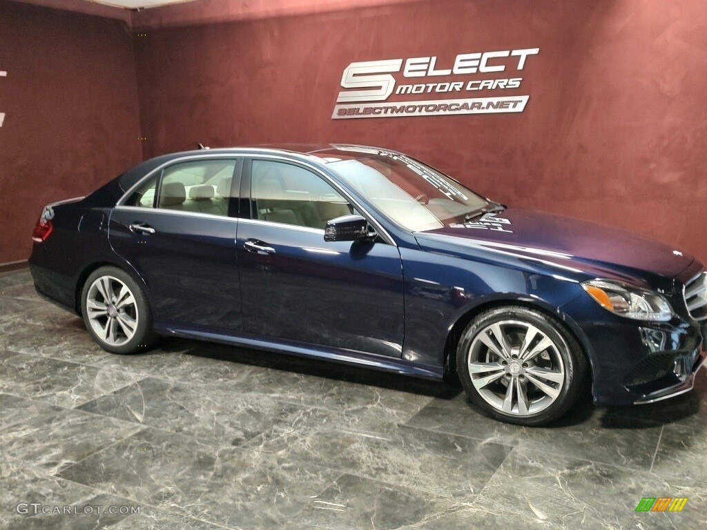 2014 E 350 4Matic Sport Sedan - Lunar Blue Metallic / Silk Beige/Espresso Brown photo #2