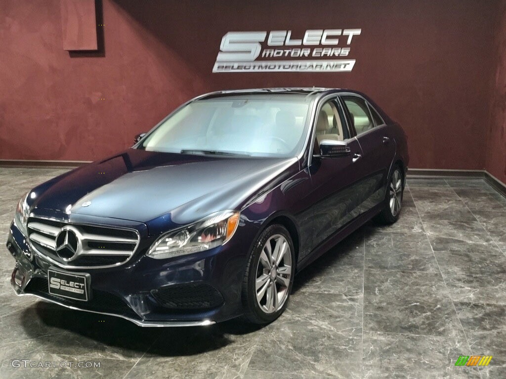 2014 E 350 4Matic Sport Sedan - Lunar Blue Metallic / Silk Beige/Espresso Brown photo #4