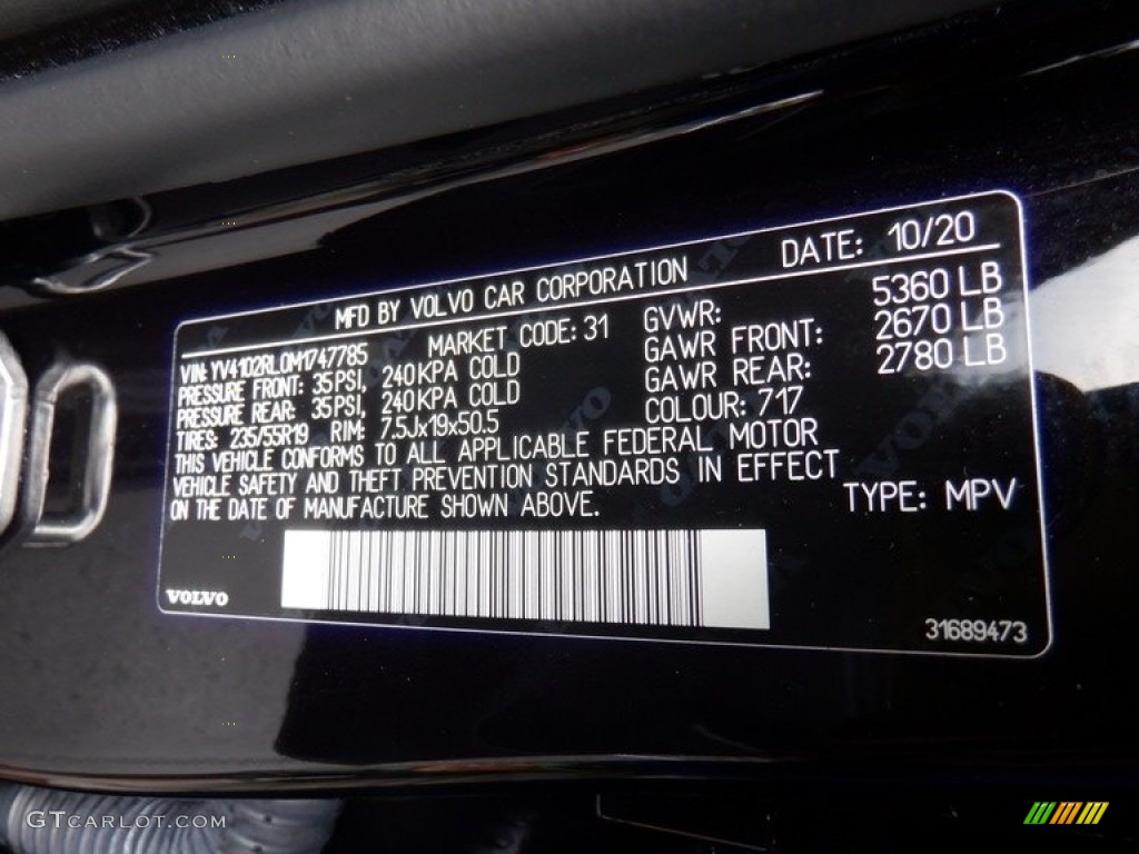 2021 XC60 T5 AWD Inscription - Onyx Black Metallic / Charcoal photo #35