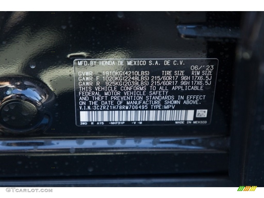 2024 HR-V Color Code NH731P for Crystal Black Pearl Photo #146397467