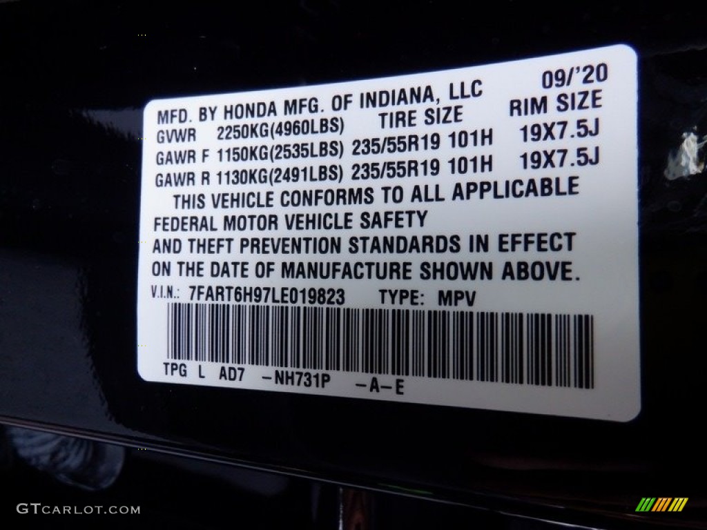 2020 CR-V Color Code NH731P for Crystal Black Pearl Photo #146402579