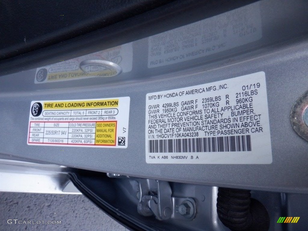 2019 Accord LX Sedan - Lunar Silver Metallic / Gray photo #27