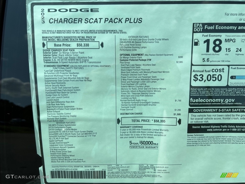 2023 Charger Scat Pack Plus - Go Mango / Black photo #28