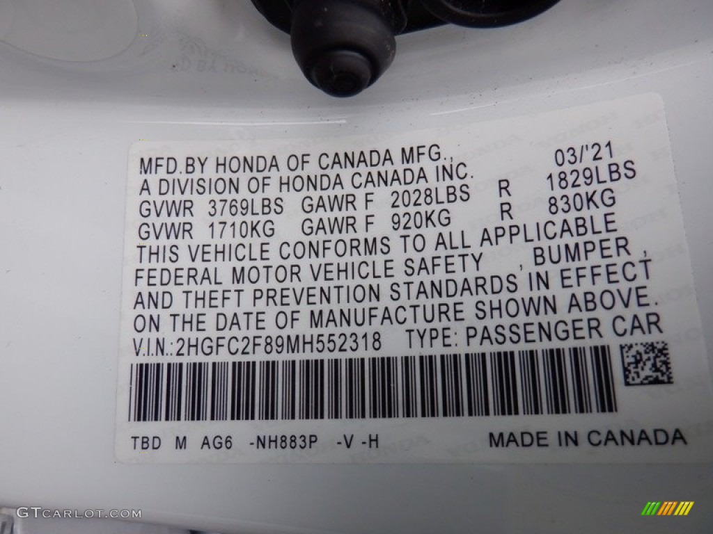 2021 Honda Civic Sport Sedan Color Code Photos