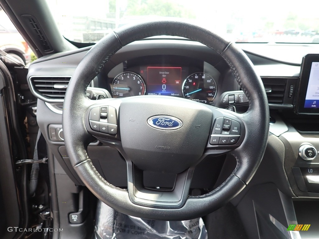 2020 Ford Explorer XLT 4WD Ebony Steering Wheel Photo #146411269