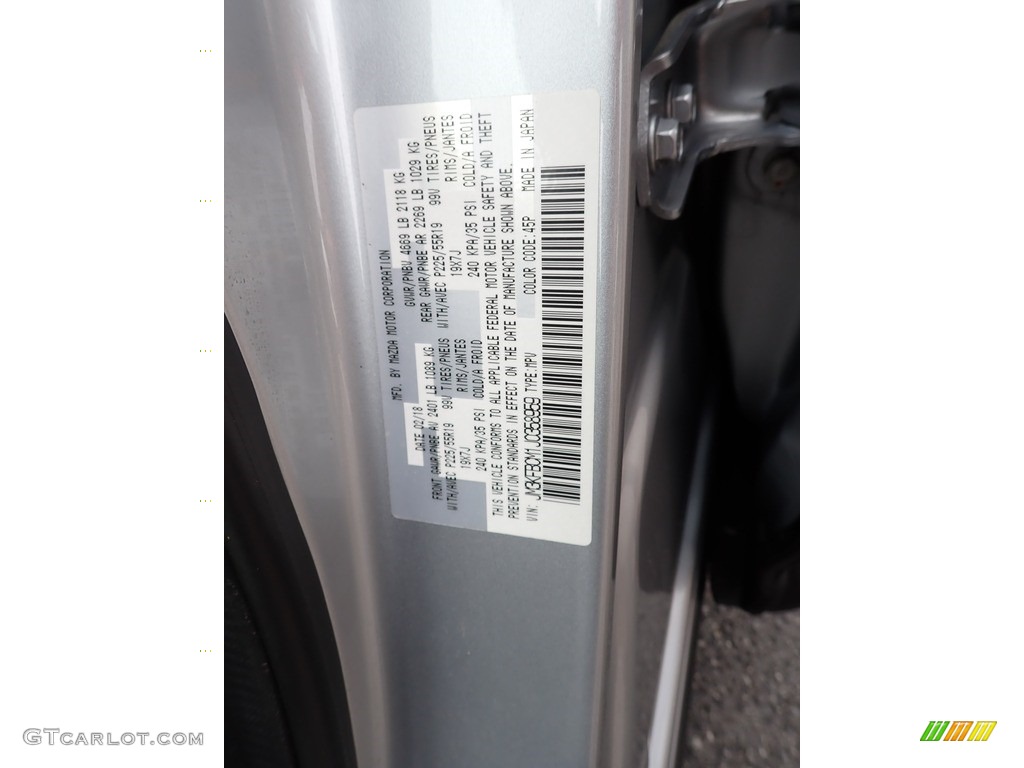 2018 CX-5 Touring AWD - Sonic Silver Metallic / Black photo #20