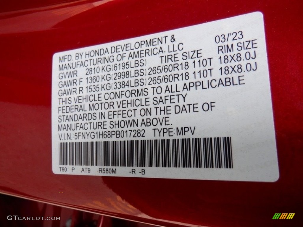 2023 Pilot Color Code R580M for Radiant Red Metallic II Photo #146412322