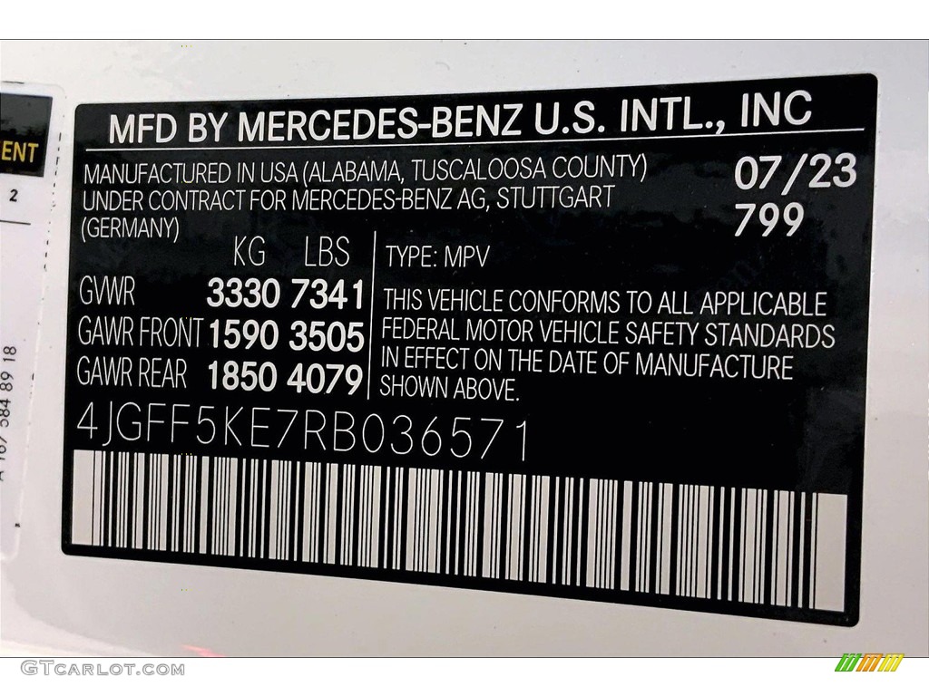 2024 GLS Color Code 799 for Diamond White Metallic Photo #146414777