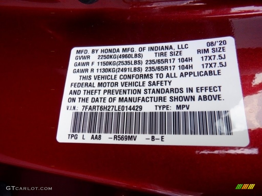 2020 Honda CR-V LX AWD Hybrid Color Code Photos