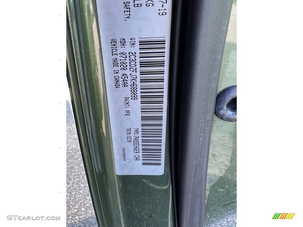 2019 Dodge Challenger R/T Scat Pack Widebody Color Code Photos