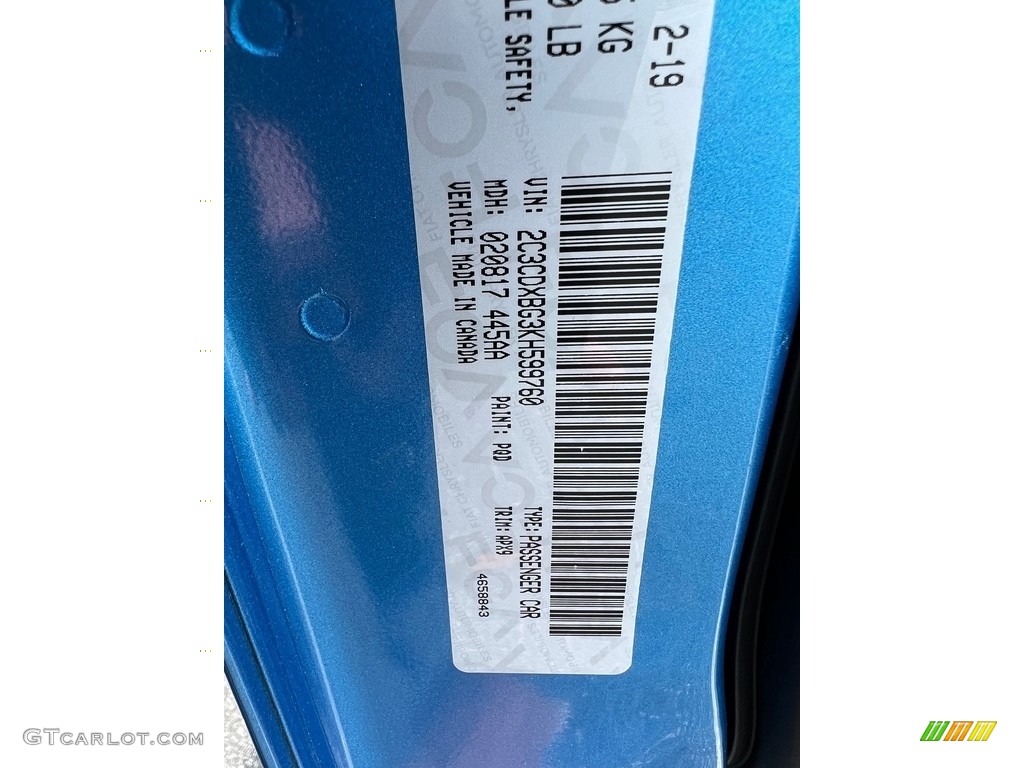 2019 Charger Color Code PQD for B5 Blue Pearl Photo #146425992