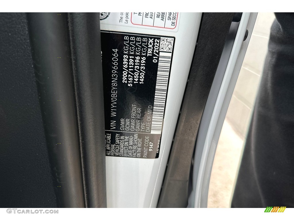 2022 Mercedes-Benz Metris Cargo Van Color Code Photos