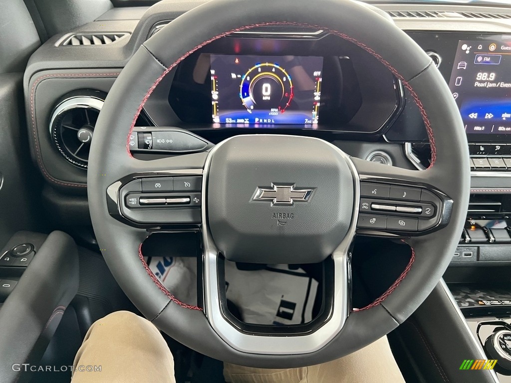 2023 Chevrolet Colorado Z71 Crew Cab 4x4 Jet Black/Adrenaline Red Steering Wheel Photo #146430391